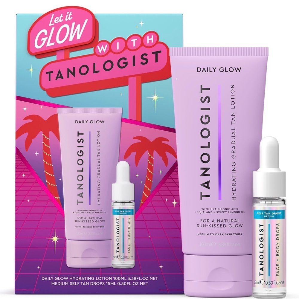 Tanologist Let It Glow Duo Gift Set Hydrating Tan Lotion + Face & Body Drops Med